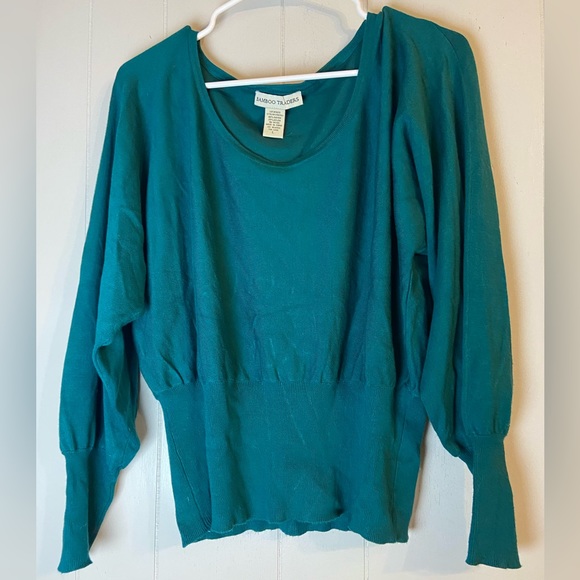 Bamboo Traders solid teal dolman long sleeve scoop neck sweater ladies large - Picture 3 of 5